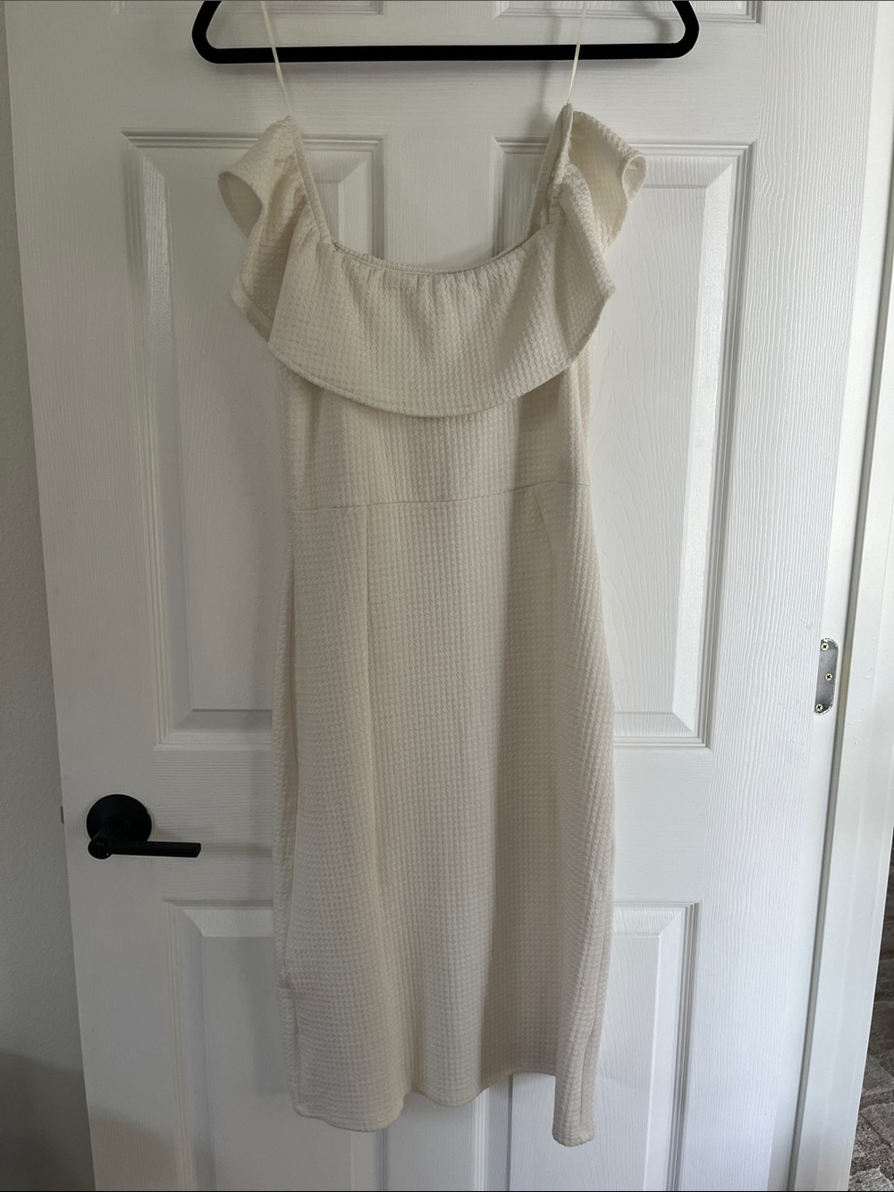 Zara Cream Ruffle-Trim Midi Dress